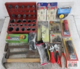 Hand Tools & Misc. Hammer, T-Handle Pry Bar, 16pc Cushion Grip Socket/Screwdriver Set, Needle