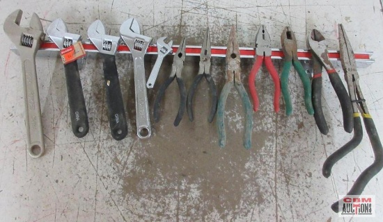 Magnetic Tool Rail w/ Adjustable Wrenches & Plers