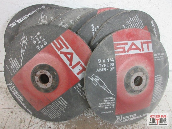 United Abrasives Sait 9" x 1/4" x 5/8" - 11 Grinding Wheels - Set of 8(+/-)