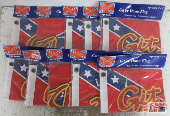 Git'er Done 12" x 18" Flags w/ Sleeve for Pole or Grommets for Flying * Set of 10