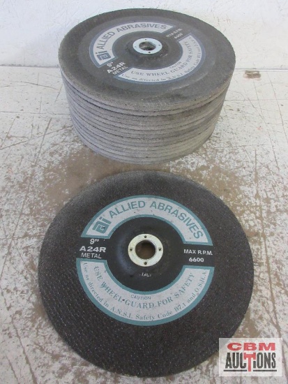 Allied Abrasives 9" Grinding Wheels, A24R, Metal - Set of 15(+/-)
