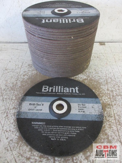 Brill-Tex II 3693202 Grinding Wheels 9" x 1/4" x 7/8", GP27, A24R - Set of 25(+/-)