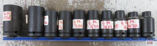 Wright 10pc 3/4" Drive, 6pt Impact Socket Set w/ Storage Rail 9/16", 5/8", 11/16", 3/4", 13/16",