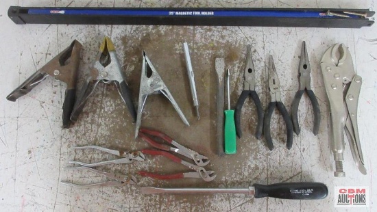 Grip 25" Magnetic Tool Holder w/ Misc. Hand Tools