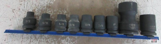 Grey Pneumatic 9pc 3/4" Drive 6pt Impact Socket Set w/ Storage Rail 1/2", 9/16" 5/8", 11/16",