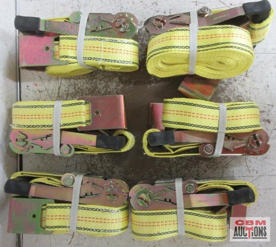 Universal Cargo 2" x 27' Ratchet Tie Downs w/ Double Hooks - Set of 6