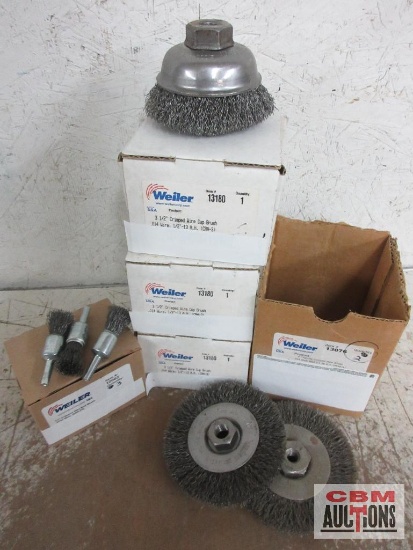 Weiler Crimped Wire Wheel/Brush Assortment 4" Crimped Wire Wheels, 1/2" Crimped Wire End Brush,