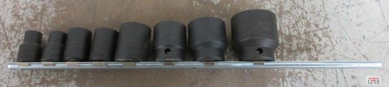 Wright USA 1/2" Drive 6pt Impact Socket Set w/ Storage Rail 11mm, 12mm, 17mm, 18mm, 25mm, 27mm,