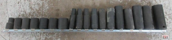 Wright 18pc 3/8" Drive, 6pt Impact Socket Set w/ Storage Rail - USA 8mm, 12mm, 13mm, 14mm,