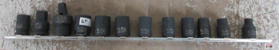 GreyPneumatic 12pc 3/8" Drive 6pt Impact Socket Set w/ Storage Rail 7mm, 10mm, 11mm, 12mm, 13mm,