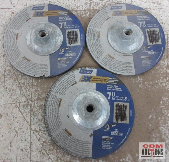 Norton 7" x 1/4" x 5/8"-11 Metal Grinding Wheels - Set of 3
