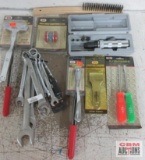 Hand Tool Assortment Safety Glasses, 3 Position Scraper, Combination Wrench Set, Screwdrivers,