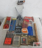 Hand Tool Assortment 4pc Screwdriver set, Drill Bit Gauge, Hammer Replacement hammer, Screwdriver