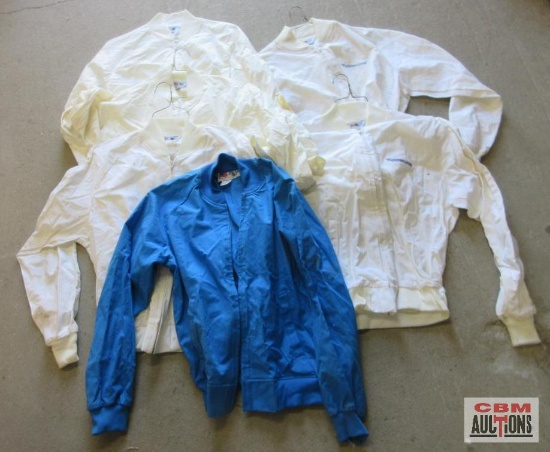 Blue X-Large Jacket, 3 White Large Jackets & 2 White Tupperware Large Jackets