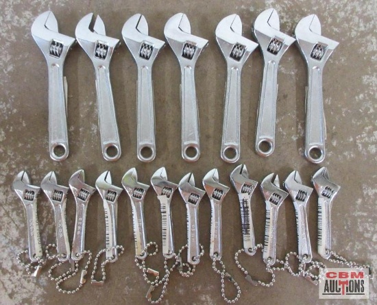 4" Adjustable Wrenches - Set of 7(+/-) 2-1/2" Adjustable Key Chain Wrenches - Set of 12(+/-)