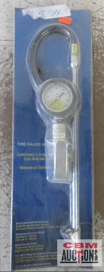 Heavy Duty Tire Gauge & Inflator, 1/4" NPT, Measures 5 to 160 psi