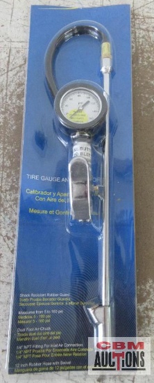 Heavy Duty Tire Gauge & Inflator, 1/4" NPT, Measures 5 to 160 psi