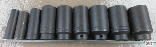 Wright 9pc 1/2" Drive 6pt Metric Impact Socket Set w/ Storage Rail - USA 4mm, 16mm, 21mm, 29mm,