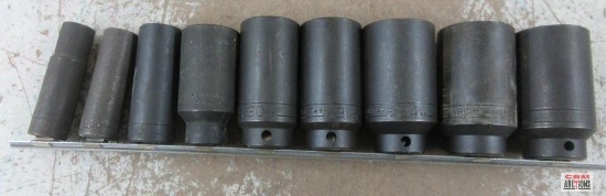 Wright 9pc 1/2" Drive 6pt Metric Impact Socket Set w/ Storage Rail - USA 14mm, 16mm, 21mm, 29mm,