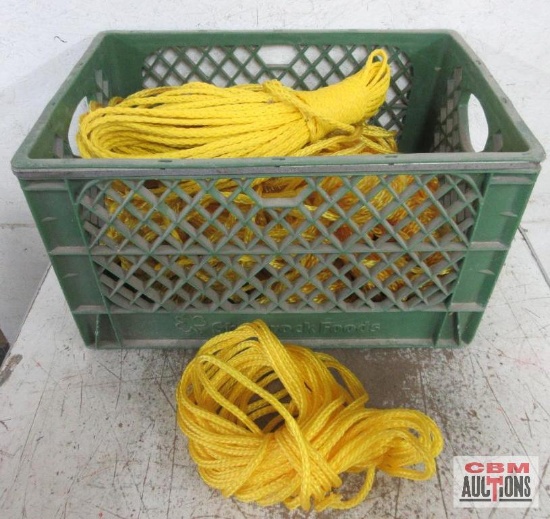Green Crate of Yellow Braided Polypropylene Rope - Various Sizes