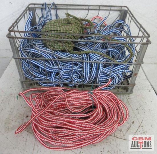 Wire Crate of Assorted Colored Braided Polypropylene Rope - Various Sizes