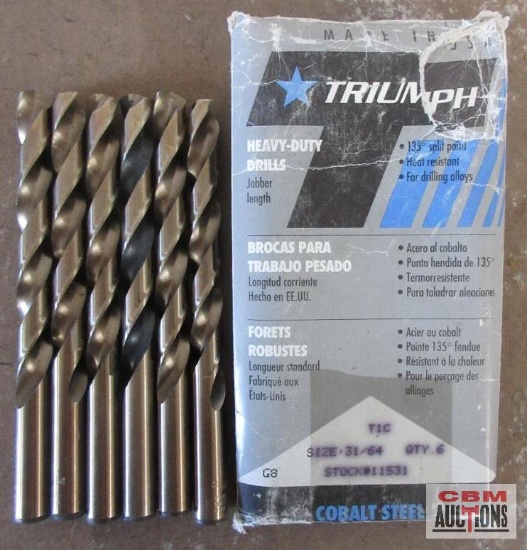 Triumph Cobalt Steel Heavy Duty 31/64" Jobbler Length Drill Bits