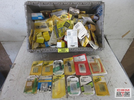 Gray Tote of Assorted Fuses & Misc.