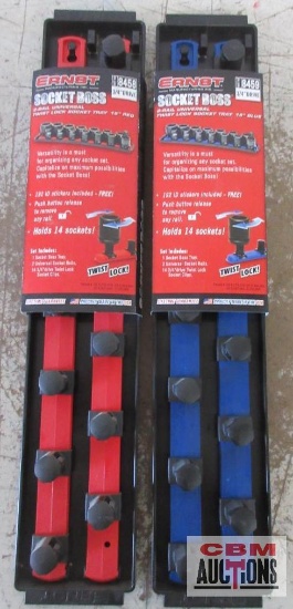 Ernst 8458 2-Rail Universal Twist Lock Socket Tray 18" - Red for (3/4" Drive) 84592-Rail Universal