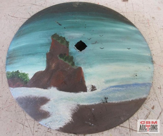 20" Hand Painted Disc Blade "Rock Cliff & Ocean"