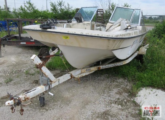 Boat, Trailer, 90HP Mercury Motor SCRAP OR PARTS ONLY-NO TITLE-BUYER LOADS