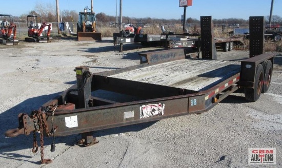 1999 Belshe 82"x14', Flip Up Ramps, 8K Axles, Hydraulic Surge Brake, Pintle Hitch, OFF ROAD ONLY NO