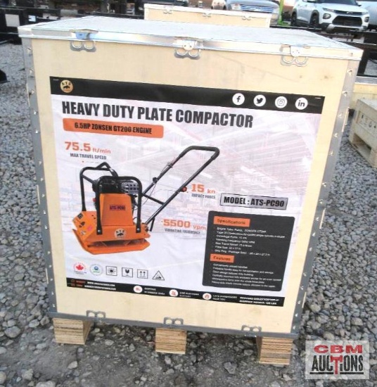 ATS PC90 Vibratory Plate Compactor, Zonsen GT200 Engine, Plate 17"x22" *2