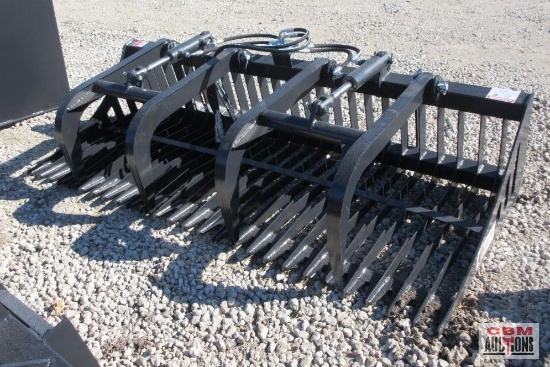 JCT 84" Skid Steer Rock & Brush Grapple Bucket, Hoses & Couplers *3