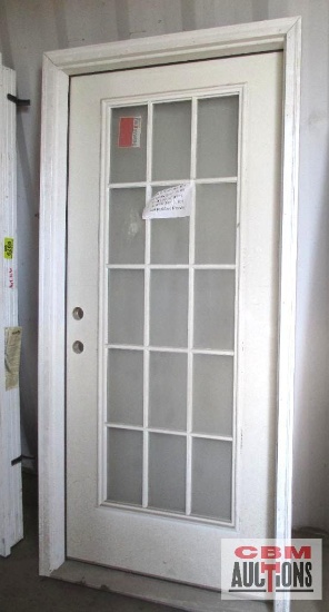 Exterior Door 3-0 x 6/8 RH Inswing S108 15 Lite 3Wx5H Divided Vinyl Brickmould Dbl Bore 4-9/16"