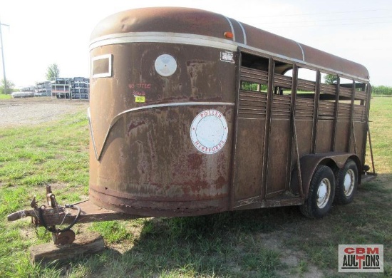 Brown Tandem Axle Livestock Trailer 6' x 16', Center Cut Gate, Side Door, Sliding Rear Gate (OFF