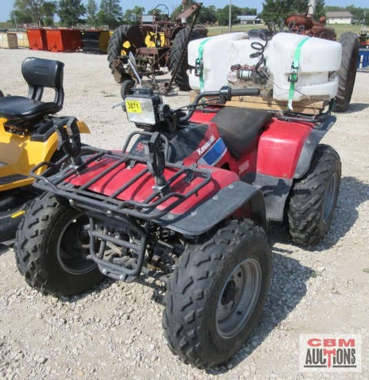 Kawasaki KLF300A 300cc ATV With Fimco 30 Gal Electric Sprayer (Runs - Seller Rode Into Lot) NO