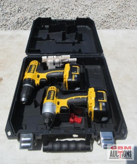 Dewalt 18 Volt, DCD760 1/2" Drill & DCF826 1/4" Impact Driver, Batteries & Case (Unknown) *B15