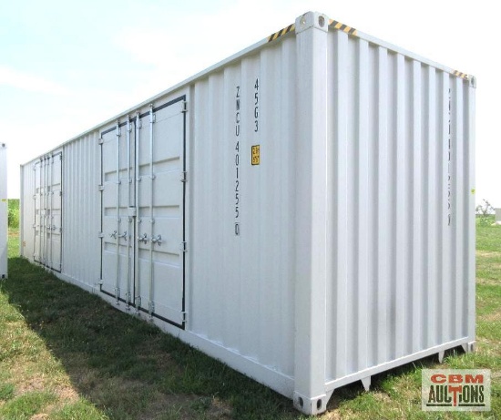 2026 40' Cargo Shipping Container, 9'6" High Cube, 2-Double Doors On The Side And Rear Doors, One