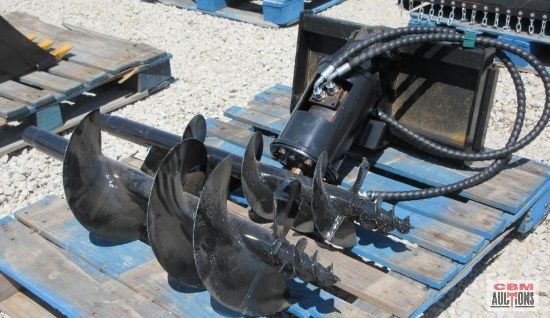SDlanchHydraulic Post Hole Auger With 8" & 12" Bits For Mini Skid Steer Loader *1