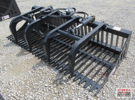 JCT 84" Skid Steer Rock & Brush Grapple Bucket, Hoses & Couplers *1