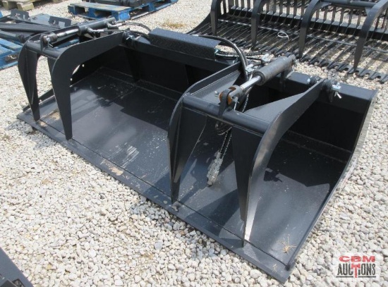 JCT 84" Skid Steer Flat Bottom Industrial Grapple Bucket, Hoses & Couplers *1