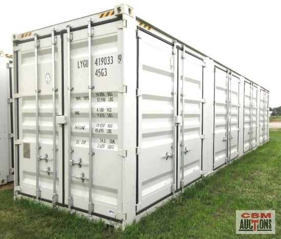 2026 40' Cargo Shipping Container, 9'6" High Cube, 492" Double Doors On The Side And Rear Doors,