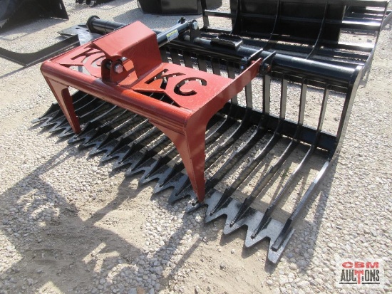 KC 76" Skid Steer Industrial Rock Grapple Skeleton Bucket With Single Cylinder With Hoses, #630 *2