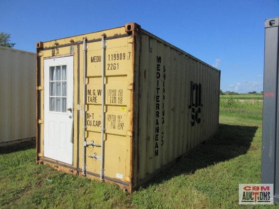 20' Cargo Shipping Container Shop, Work Bench, A/C, Electricity, Walk Door, 8'6" Cube, Container
