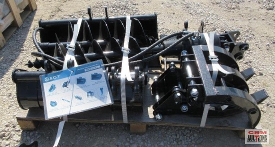 AGT 12EX-ATA 9Pc Mini Excavator Attachments, 8" Tooth Bucket, Quick Hitch, 19" Smooth Bucket, 31"