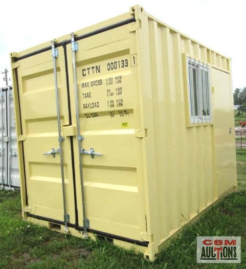 10' Sea Cargo Shipping Container, Office, Walk-in Side Door, Window, Double Swing Rear Doors