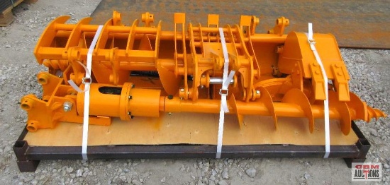 Future 8 Pc Mini Excavator Attachments, 8" Tooth Bucket, Auger Drive With 8" Bit 12" Auger Bit,