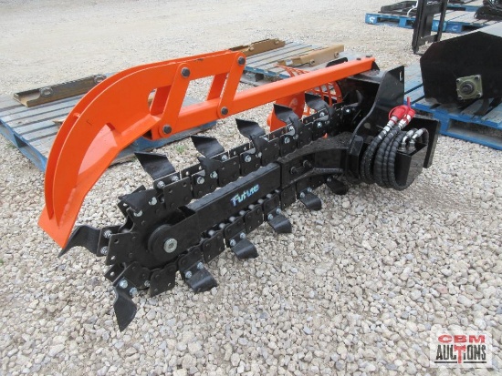 Future FT-D39F 8"x39" Hydraulic Skid Steer Trencher, Hoses & Couplers S# 5193 *5