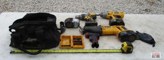 Black Tool Bag & Dewalt 18 Volt Cordless Tools & Contents *E7