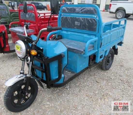 SDLanch ET13 Electric Tricycle, Dump Bed, Fold Downsides, Lights, Storage Box, 800 Watt Motor, Large